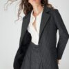 Trendyol Limited Edition Black Regular Lined Woven Striped Blazer Jacket