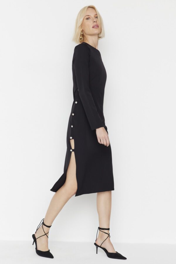 Trendyol Limited Edition Black Slit részletes ruha