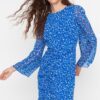 Trendyol Limited Edition Blue Mini Woven Collected Sifonvirágos szövött ruha
