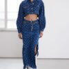 Trendyol Limited Edition Blue Textured Slit Maxi Denim Skirt