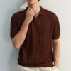 Trendyol Limited Edition Brown Regular Fit Cotton Short Sleeve Polo Neck Knit Tshirt