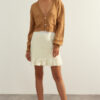 Trendyol Limited Edition Camel Super Crop puha textúrájú gyöngy kötöttáru Cardigan