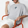Trendyol Limited Edition Gray Oversize Snake Embroidered Thick Premium T-Shirt