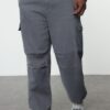 Trendyol Limited Edition Navy Blue 100% Cotton Loose Fit Plus Size Trousers