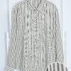 Trendyol Limited Edition Navy Blue Regular Fit Striped Textured Plus Size Shirt