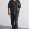 Trendyol Limited Edition Smoke Oversize/Wide Textured Wrinkle-Free Ottoman Polo Neck T-Shirt