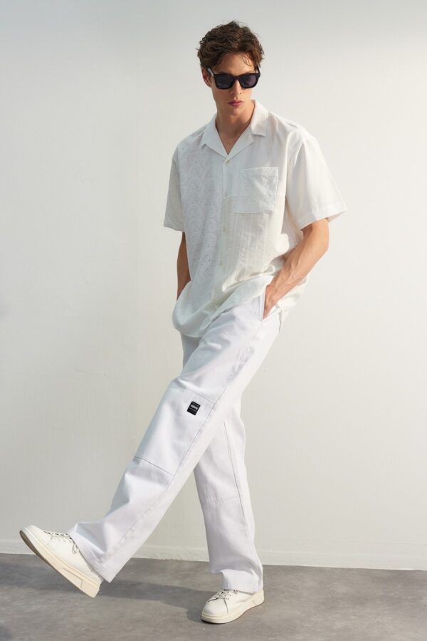 Trendyol Limited Edition White Premium Loose Fit Label Detailed Trousers