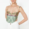 Trendyol Limited Edition Yellow Satin Patterned Crop Strappy Woven Blouse