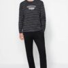 Trendyol Men's Black Striped Regular Fit Knitted Pajama Set