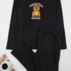 Trendyol Men's Black Teddy Bear Embroidered Regular Fit Knitted Pajama Set