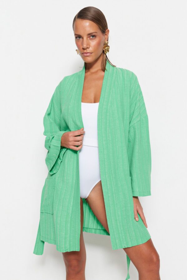 Trendyol Mini Woven Kimono & Caftan with Green Belt