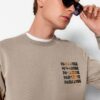 Trendyol Mink 100% Cotton Regular Cut Long Sleeve Crew Neck Printed Sweatshirt