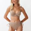 Trendyol Mink Balconette Tie-Up Silvery High Waist Hipster Bikini Set