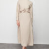Trendyol Mink Belted Rose Detailed Satin Woven Dress
