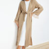 Trendyol Mink Belted Tulle Detailed Woven Cap & Ferace & Abaya