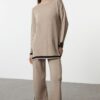 Trendyol Mink Black Piping Knitwear Bottom-Top Set