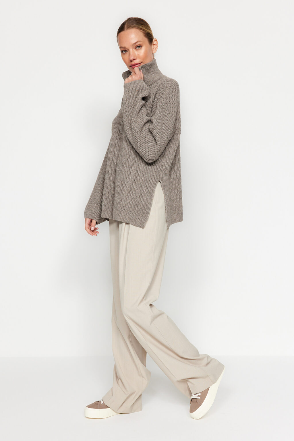 Trendyol Mink Care kollekció Oversize kötöttáru pulóver
