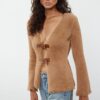 Trendyol Mink Closure Furry Knitted Cardigan