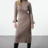 Trendyol Mink Midi Knitwear Boucle Dress