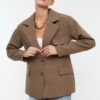 Trendyol Mink Oversize bélelt dupla mellű zárható szőtt blézerdzseki