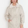 Trendyol Mink Oversize gallér plüss részletesen kipattintható zárókabát