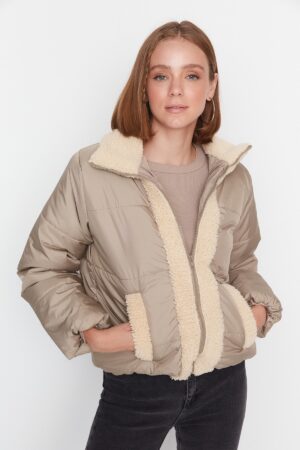 Trendyol Mink Oversized Collar Plush Detailed Puffy Coat
