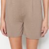 Trendyol Mink Relaxed Fit High Waist Interlock Smart Knitted Shorts