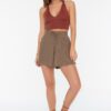 Trendyol Mink Relaxed Fit Regular Waist Wrap/Textured Knitted Shorts