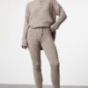 Trendyol Mink Ribbed Wide Pattern Knitwear Bottom-Top Set