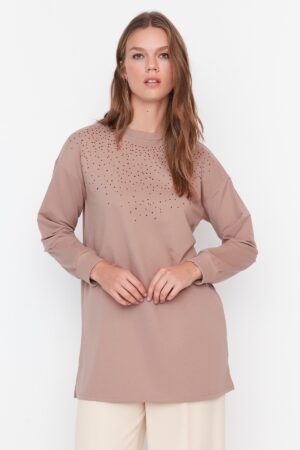 Trendyol Mink Sequin Knitted Tunic Trendyol Mink Sequin Knitted Tunic