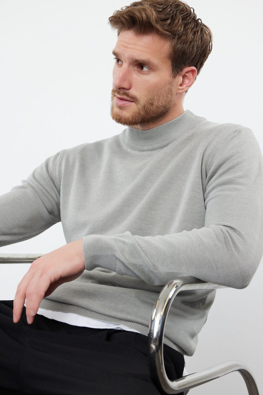 Trendyol Mink Slim Fit Cotton Turtleneck Basic Knitwear Sweater