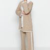Trendyol Mink Striped Knitwear Sweater Trousers Bottom Top Suit