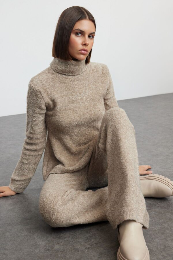 Trendyol Mink Turtleneck Knitwear Bottom-Top Set
