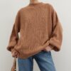 Trendyol Mink Wide Fit Crew nyakú kötöttáru pulóver