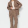 Trendyol Mink Wide Fit Soft Textured Knitwear Bottom-Top Set