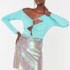 Trendyol Mint Asymmetrical Collar Detailed Bodysuit