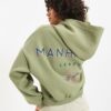 Trendyol Mint Back Print Detail Hooded Thick Fleece Knitted Sweatshirt