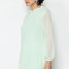 Trendyol Mint Chiffon Pleated Woven Tunic