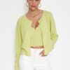 Trendyol Mint Crop 2 darabos felső kerek Cardigan kötöttáru szett