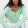 Trendyol Mint Crop Square Collar Knitwear Cardigan