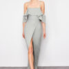 Trendyol Mint Flounce Woven Long Evening Dress