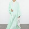 Trendyol Mint Green Stylish Balloon Sleeve Woven Cap & Abaya & Abaya & Evening Dress