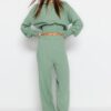 Trendyol Mint Hooded Knitwear Two Piece Set