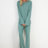 Trendyol Mint Slit Detailed T-shirt-Pants and Knitted Pajamas Set