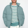 Trendyol Mint Unisex Oversize Fit Stand Collar Pufferdzseki