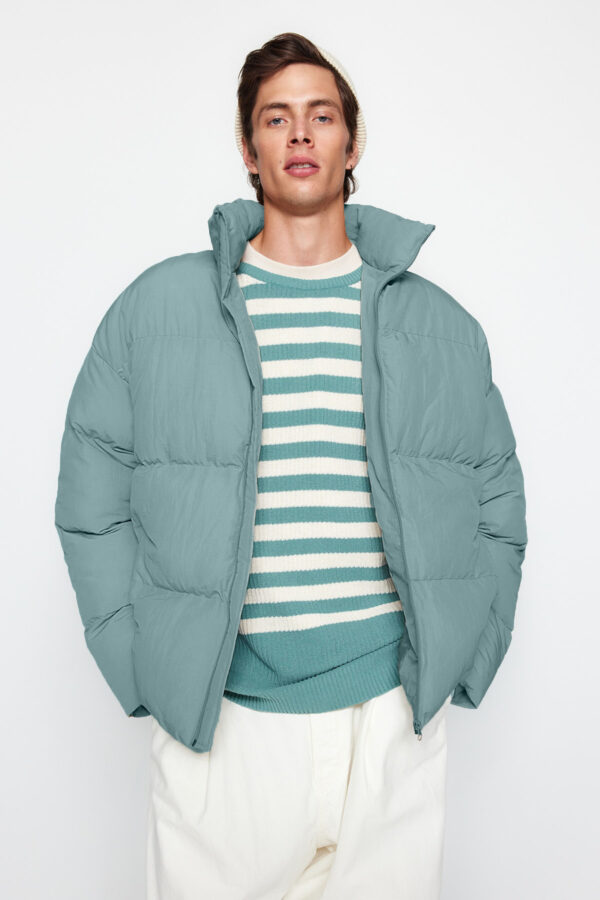 Trendyol Mint Unisex Oversize Fit Stand Collar Pufferdzseki