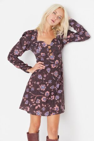Trendyol Multi Color Decollete részletesen szőtt ruha