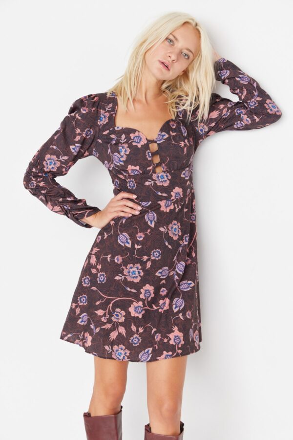 Trendyol Multi Color Decollete részletesen szőtt ruha