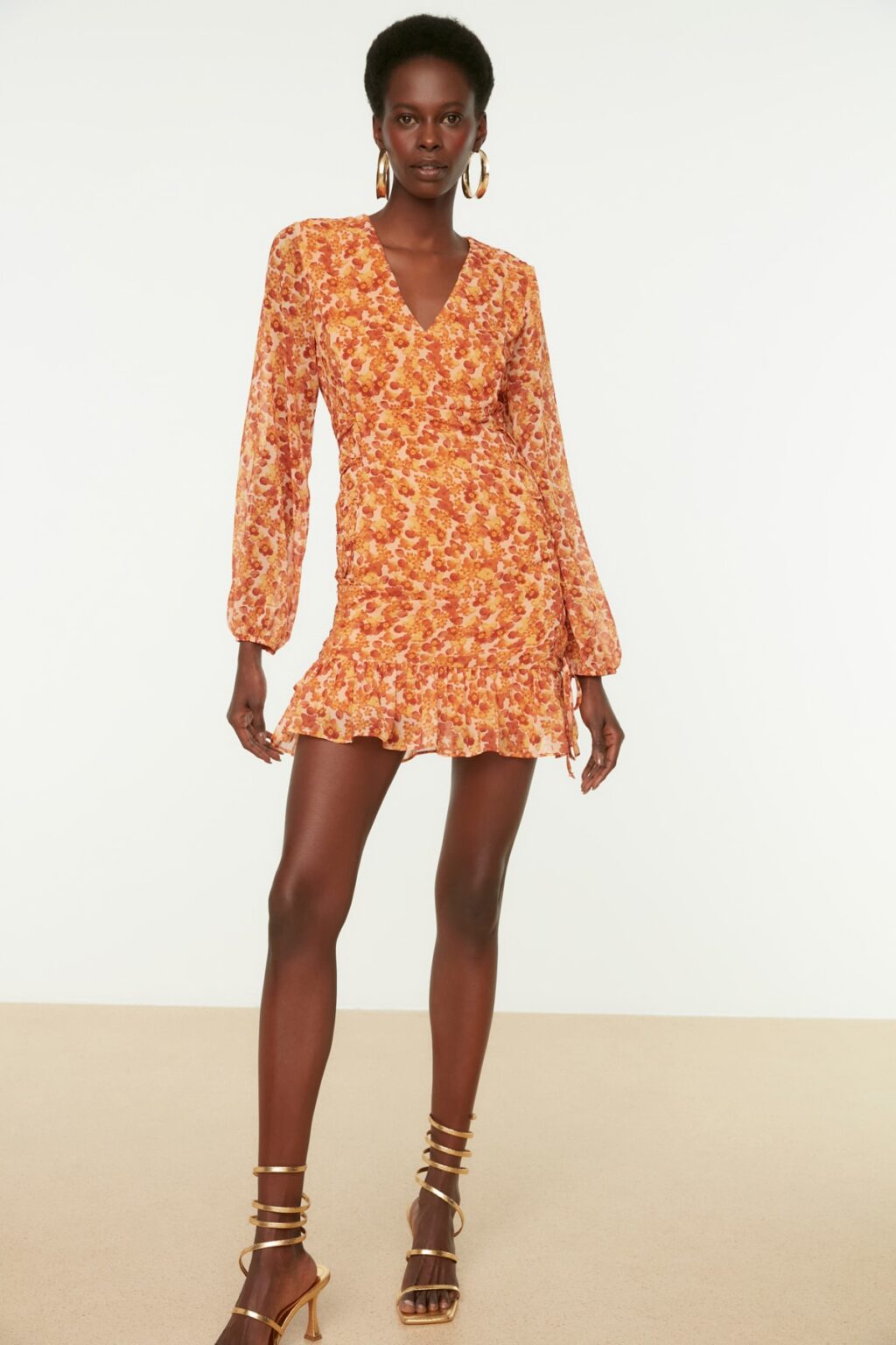 Trendyol Multi Color Mini Woven Floral Pattern Woven Dress