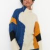 Trendyol Multi Color puha texturált színes blokk kötöttáru pulóver